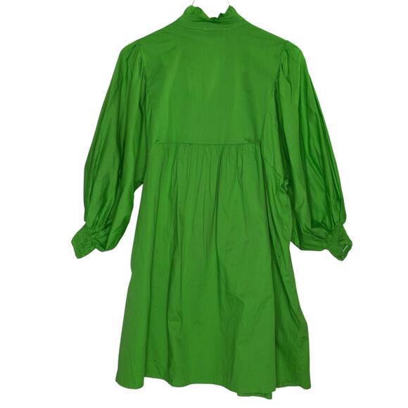 Sofia Made in Italy Fleur Dress Apple Green Mini Puff Sleeve OS Cotton Blend - Picture 2 of 10